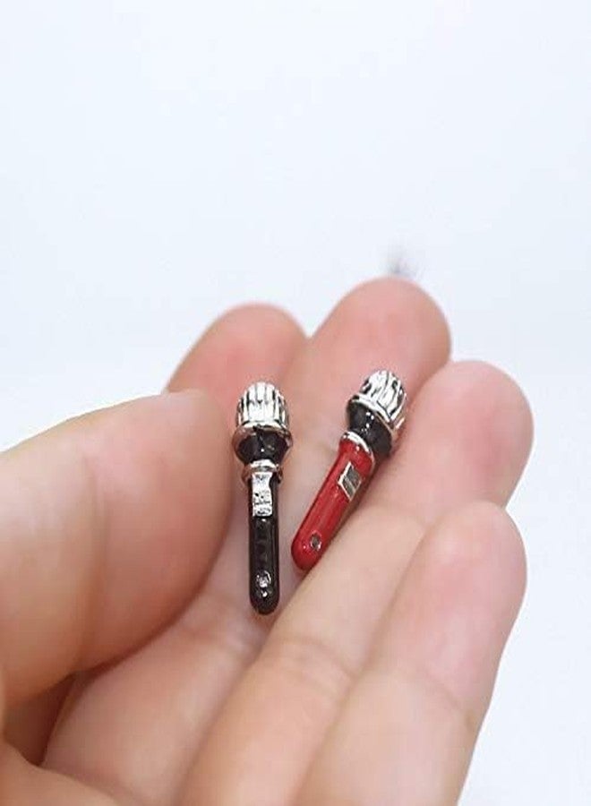aoukoslt Black Dollhouse Decoration Accessories, 1:12 Dollhouse Miniature Scene Model Microphone with Stand Play Toy, Decortion, Dollhouse Furniture, Doll's Microphone, Decorations (90 x 18 mm) - Image 4